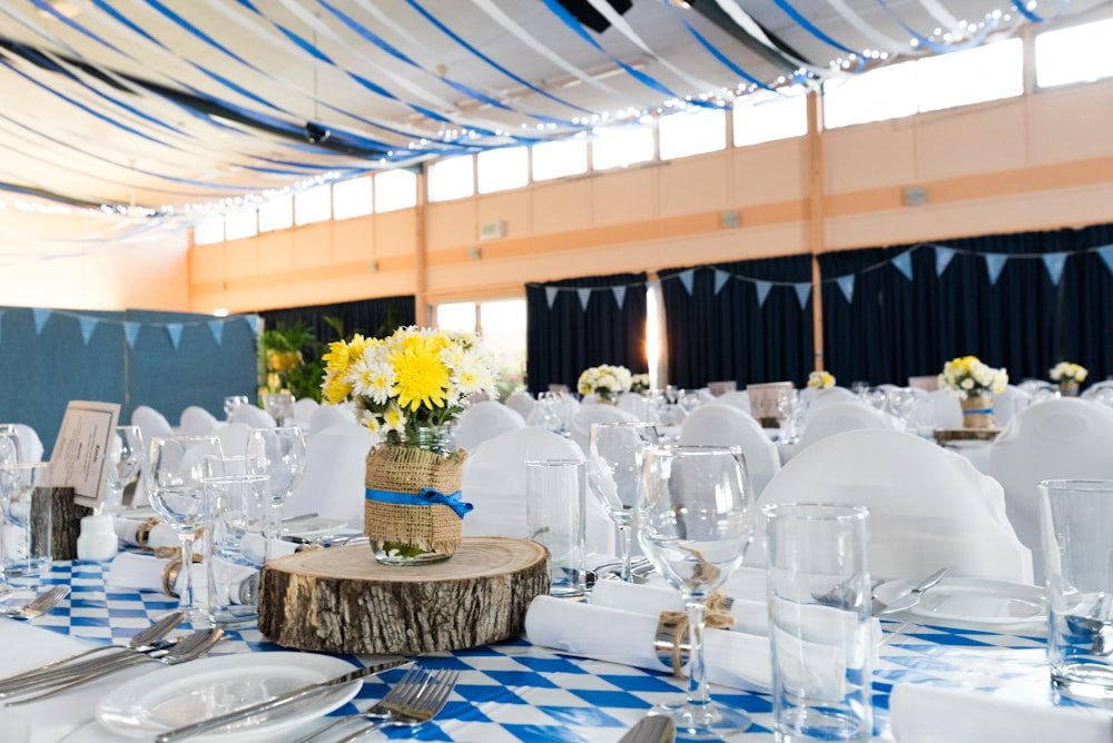 Elegant floral event table setup